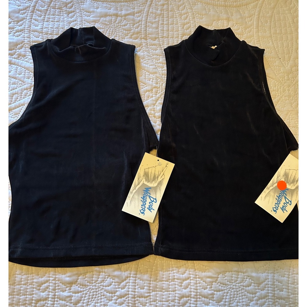 Two Body Wrappers Black Slinky Pullover Mock Neck Sleeveless Top Small NWT